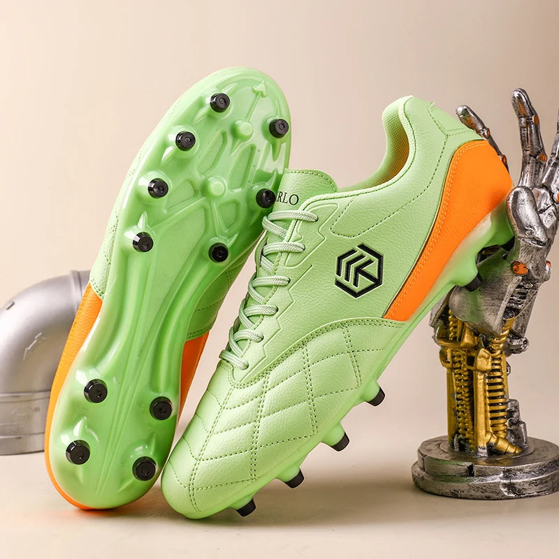 Men Long Spike Football Soccer Boots Outdoor Male Gym Training Sneakers Big Size Black White for Teenager Sports