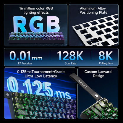 AJAZZ AK680 V2 E-sports Magnetic Switch Keyboard 8K Polling Rate 128K Ultra-high Scan Rate Aluminum Alloy Positioning Plate