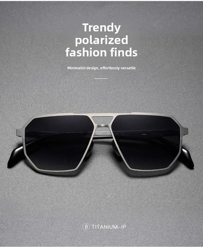 Pure Titanium Sunglasses Men Vintage Square Polarized Sun Glasses for men Women 2026 New Retro driving Mirrored UV400 Shades