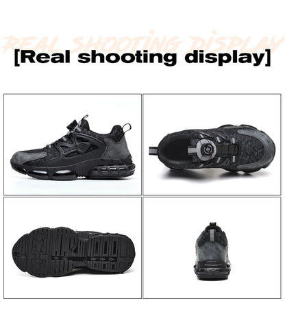 Size 47 48 Work Safety Shoes Men Reflective Design Steel Toe Shoes Rotation Button Work Sneakers Protective Safety Boots
