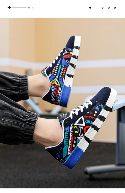 Nouvelles Chaussures de Skateboard Tendance pour Hommes – Baskets Décontractées Antidérapantes en Toile à Motifs pour la Marche en Extérieur – Zapatos Sportifs pour Homme