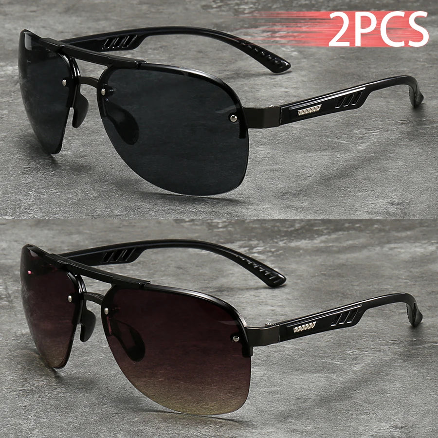 2PCS Fashion Luxury Gradient Lens  Men Women OutdoorSunglasses for Running Mountaineering Driving Fishing Travel MTB Eyewear