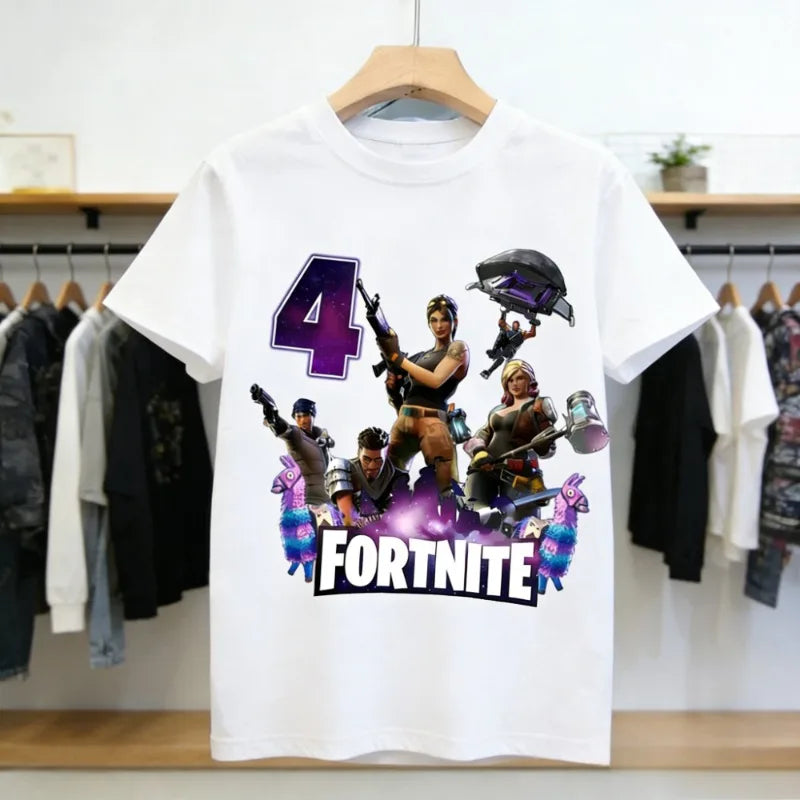 Fortnites dječje majice s brojem za rođendane za djevojčice i dječake, ljetna odjeća, pamučne majice za bebe, kratke majice za zabave, kratkih rukava, poklon za malu djecu