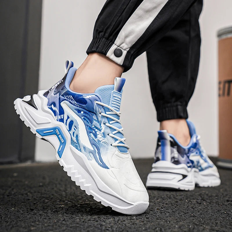 Zapatillas deportivas de hombre con cordones, versátiles, antideslizantes, de suela gruesa, cómodas e informales, para uso diario de adolescentes y running masculino