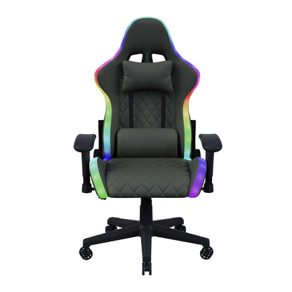 Anajqaqia Gaming Chair RGB LED Light Lumbar Massage Adjustable 90-135° Backrest Ergonomic Office Chair
