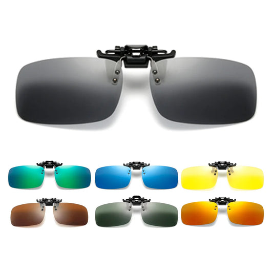 Classic Square Flip Up Clip On Sunglasses Men Polarized Night Vision Driving UV400 Women Photochromic Sun Glasses Clips
