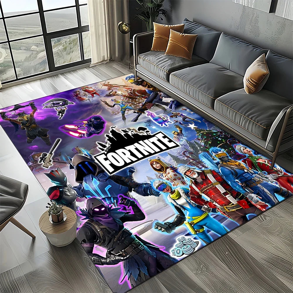 2025 Games 3D F-Fortnite анимационен килим за хол, спалня и декорация до дивана у дома, детски килим за игра, неплъзгаща се постелка за под