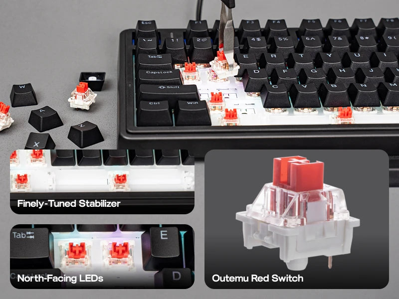 EPOMAKER x AULA F75 Teclado mecánico con cable 75% ANSI US Layout, montaje gasket, hot-swap, para Mac/WIN/Android, con perilla