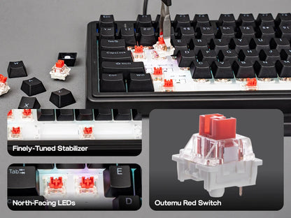 EPOMAKER x AULA F75 Teclado mecánico con cable 75% ANSI US Layout, montaje gasket, hot-swap, para Mac/WIN/Android, con perilla