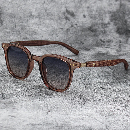 KLASSNUM Men Vintage Wooden Frame Sunglasses Classic Brand Sun Glasses Coating Lens Men Polarized UV Protection Driving Eyewear