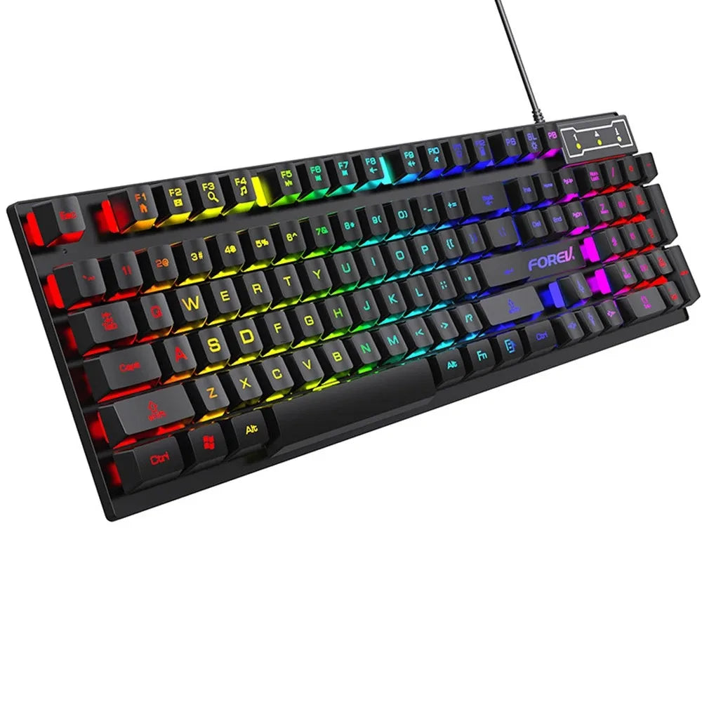 104Keys Wired Keyboard RGB Colorful Gaming Keyboard USB Wired Keyboard Standard Keyboard for PC Laptop Android Windows Mac OS