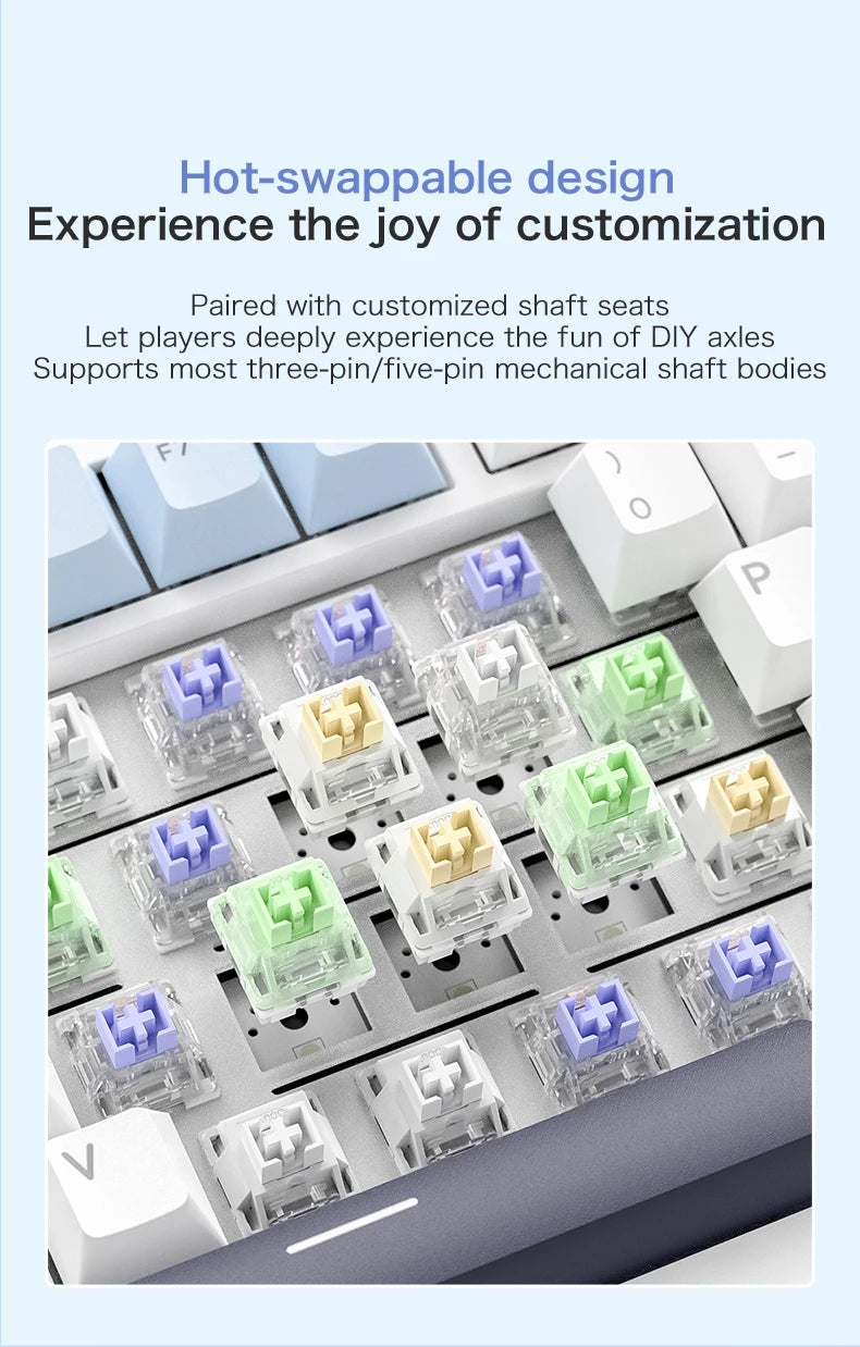 FREEWOLF F75 Gaming Mechanical Keyboard, 75% Tri-Mode Wireless Bluetooth, AULA F75 Same Model, RGB Hot Swappable PBT 4000mAh