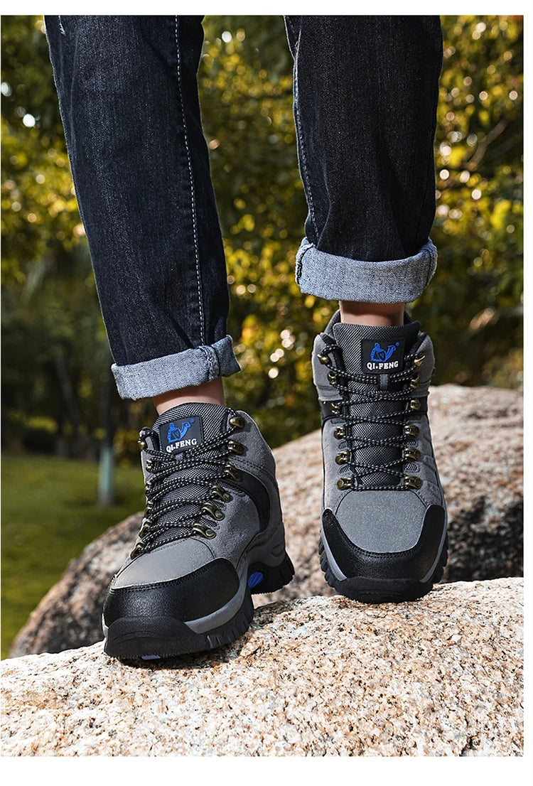 Outdoor Waterproof Hiking Boots Men's Women's Spring And Autumn Hiking Wear-resistant Mountain Sports Boots Hunting Sports Shoes