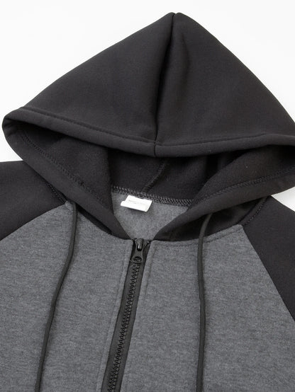 Autumn Winter New Zipper Fleece Hooded Coat Casual Men Women Plus Size Loose Pullover Fashion Raglan Sleeves Sweatshirt Top