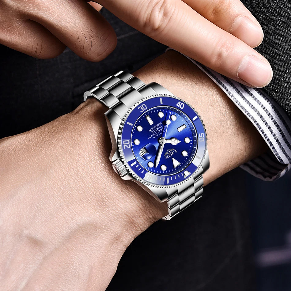 Montre pour homme LIGE – Chronographe à quartz, étanche, style décontracté et professionnel, accessoire de mode de luxe d'une grande marque.