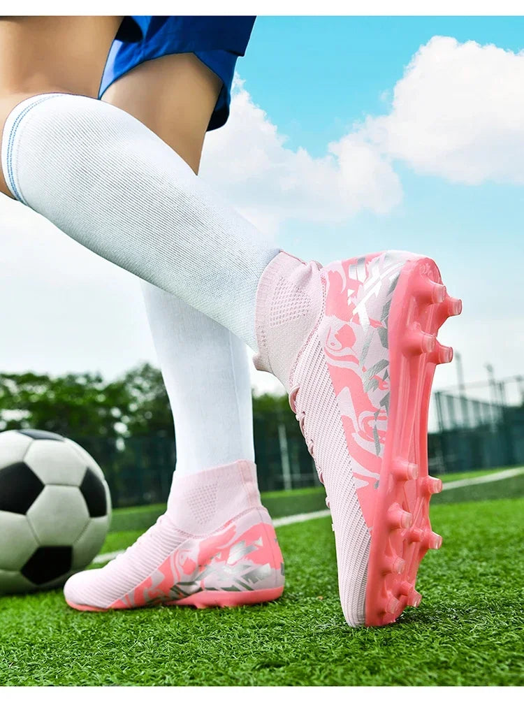 Chaussures de football roses tendance, chaussures de football professionnelles légères pour hommes, chaussures de football antidérapantes, crampons de football originaux, baskets