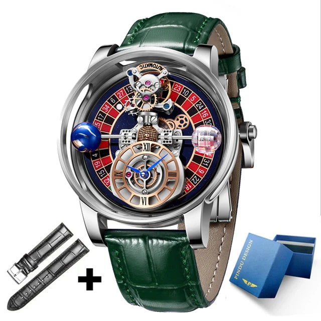 2024 PINDU DESIGN Men Watches Top Brands Luxury Celestial Series Roulette Creative Watch Quartz Wristwatch Montre Homme