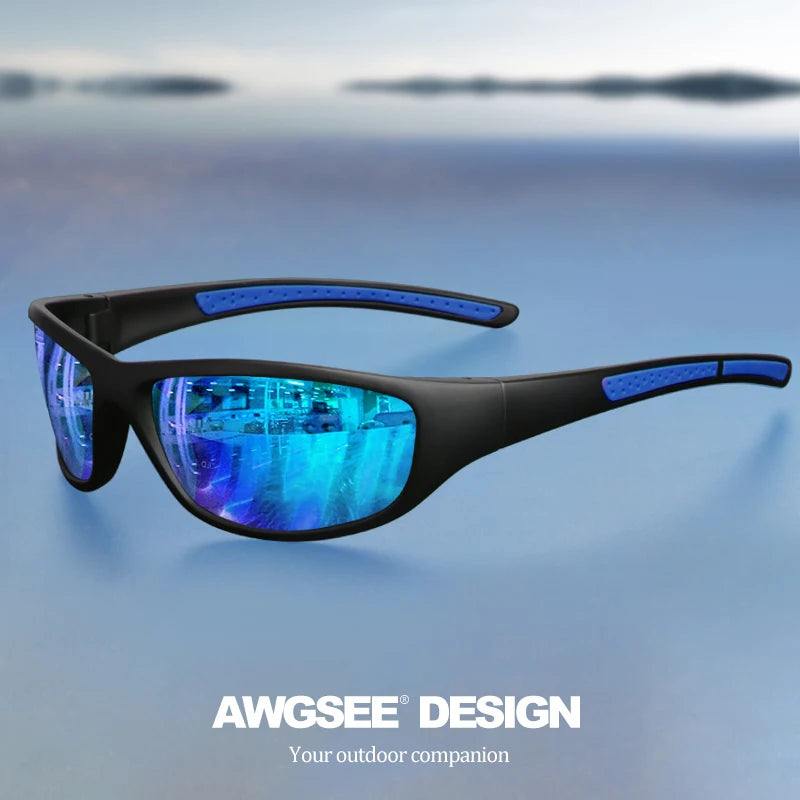 Fashion Polarized Wrap-Around Sports Sunglasses - Luxury Design Soft Temples,Purple/Blue/Red Lenses for Fishing,Hiking,Travel