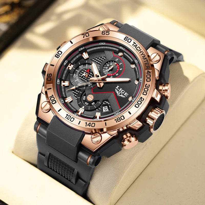 LIGE Luxury Military Watch For Men Waterproof Luminous Silicone Man Watch Quartz High Quality Men's Sports Watches Male Relojs