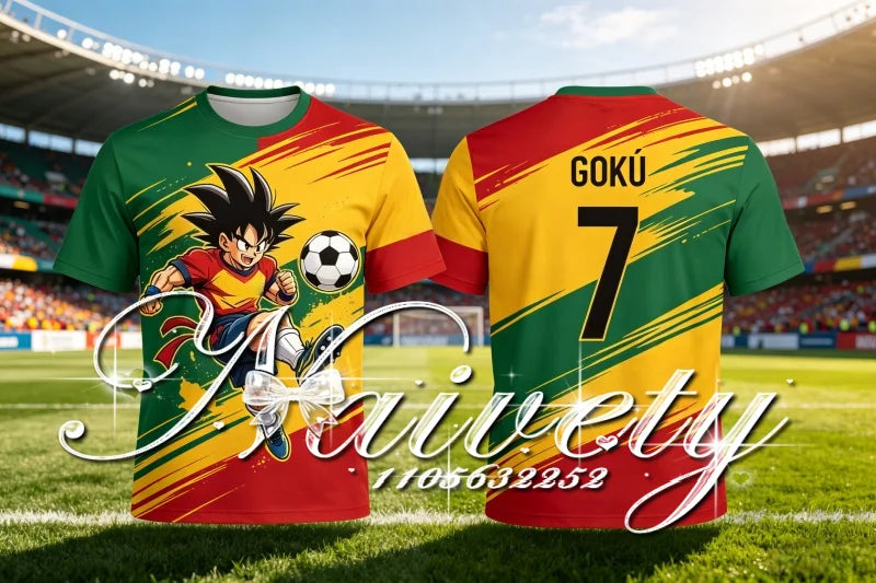 Sommer-T-Shirt „Dragon Ball Goku“ mit 3D-Print, schnell trocknend, Unisex, Retro-Manga-Jersey, Herren und Damen, Fußball, Kurzarm, Streetwear