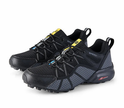 Męskie buty trekkingowe — terenowe buty sportowe outdoor, oddychająca siateczka, antypoślizgowe i odporne na zużycie, do wędrówek i jazdy na rowerze na zewnątrz