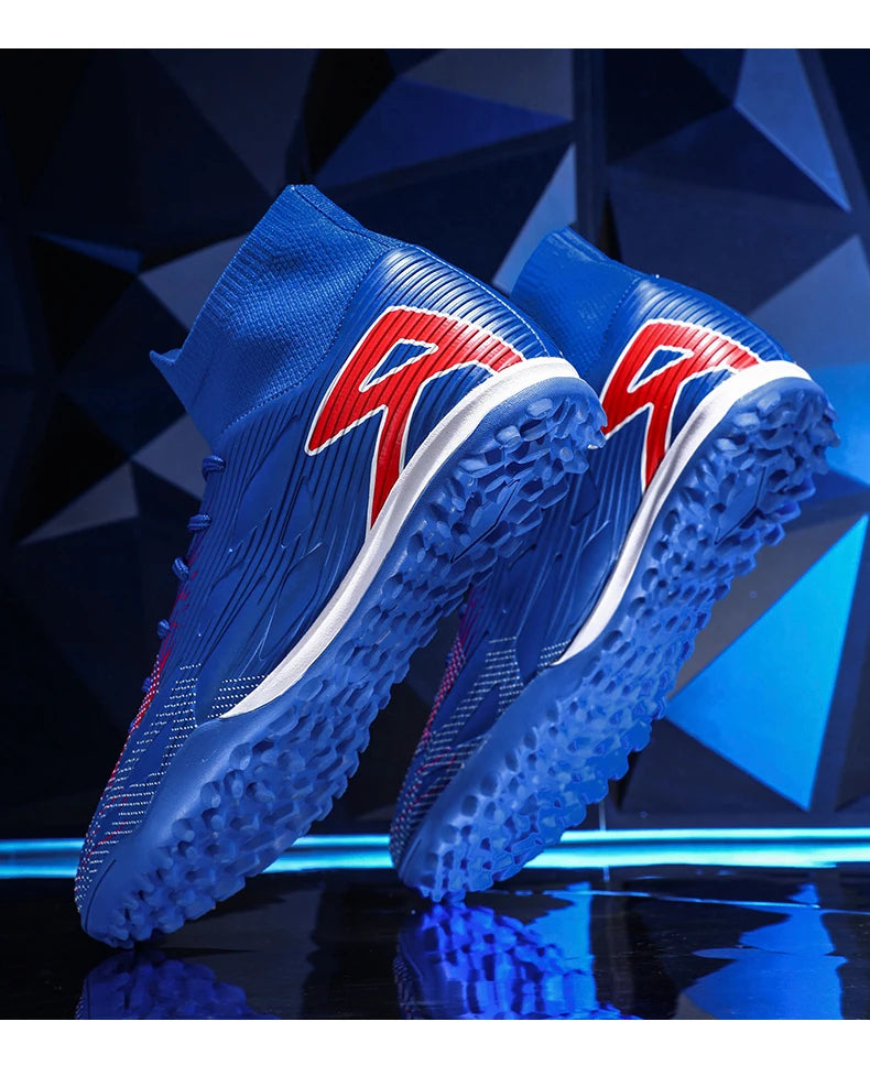 Nouvelles chaussures de football pour hommes, chaussures de football montantes, baskets d'extérieur antidérapantes, crampons de haute qualité pour futsal, intérieur et gazon, meilleures ventes