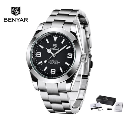 BENYAR 2025 Nuovo orologio meccanico automatico da uomo, stile business e sportivo di lusso, impermeabile 50M, orologio da uomo