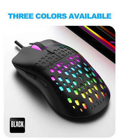 OnePlus G701 Wired 6 Keys Mouse Honeycomb Perforated Colorful Lighting Gaming And Office For Microsoft Windows Apple IOS System