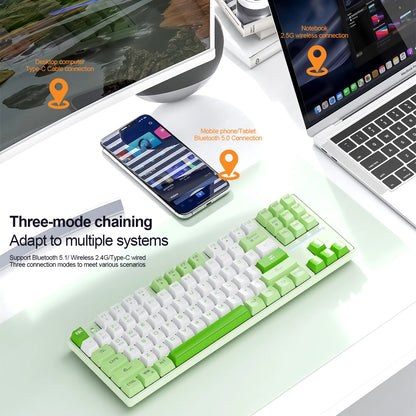 SMAILWOLF MK87 teclado mecânico sem fios Bluetooth para e-sports, com teclas completas, hot-swap e personalização
