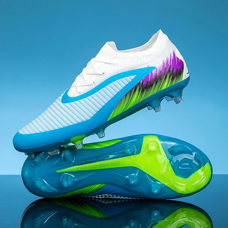New Men Football Boots Shoes FG Soccer Shoes Non-Slip Cleats Ultralight Soccer Match Long Spikes Outdoor Training Drop Shipping
