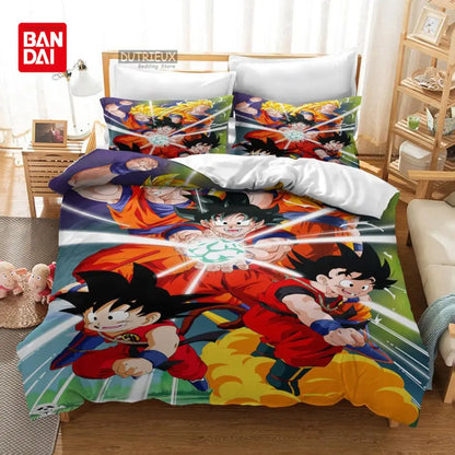 „Bandai Anime“ „Dragon Ball“ patalynės komplektas „Goku“ antklodės užvalkalas, antklodės užvalkalas, „Queen“ ir „King“ dydžių, miegamojo tekstilė, vaikams, berniukams, suaugusiems, dovana