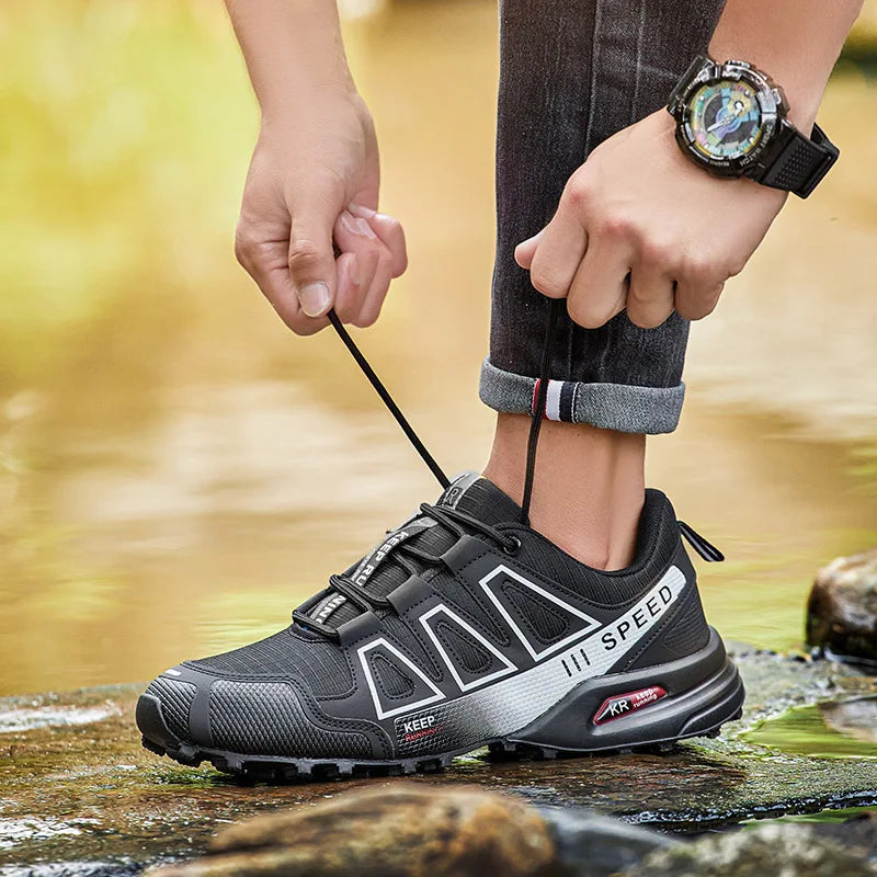 Men's Lockless Cycling Shoes,Outdoor Mountain Cross-Country Non-slip Hiking shoes,Breathable Sports Shoes,Road Cycling Shoes