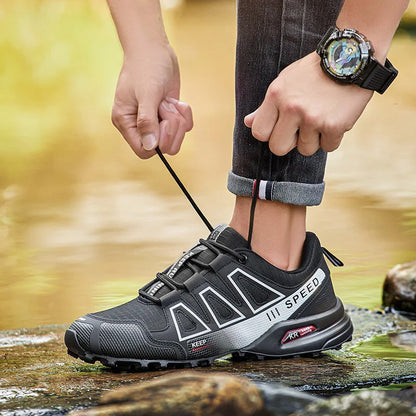 Men's Lockless Cycling Shoes,Outdoor Mountain Cross-Country Non-slip Hiking shoes,Breathable Sports Shoes,Road Cycling Shoes