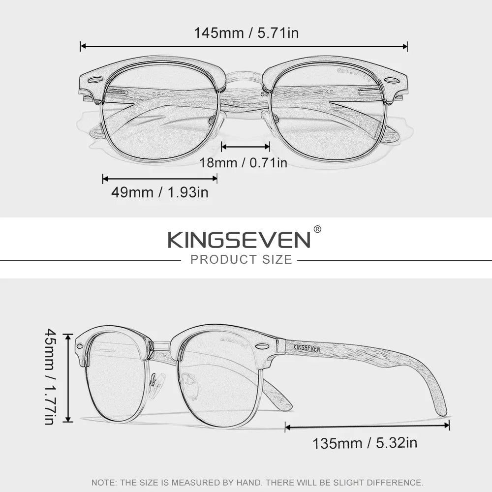 KINGSEVEN Modne okulary przeciwsłoneczne z drewna orzecha czarnego dla kobiet i mężczyzn, polaryzacyjne, w stylu vintage, z filtrem UV400, okulary podróżne W5516