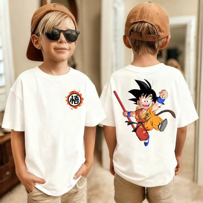 Anime Dragon Ball Cosplay T-Shirt Cotton Short Sleeve Tops Casual Loose Retro T-Shirt Men Women Family Matching Summer Outfits