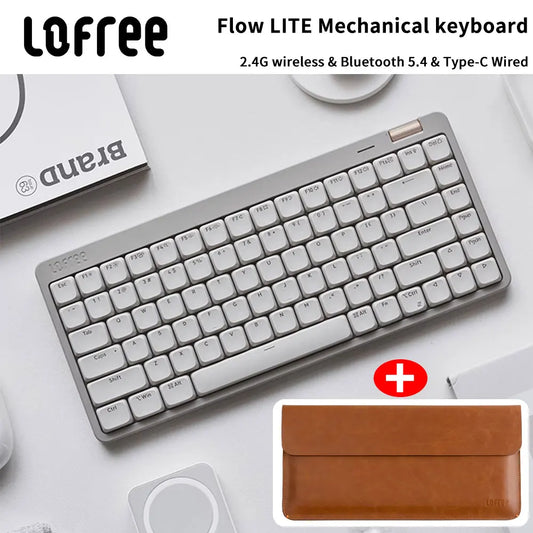 Lofree Flow Lite Wireless Mechanical Keyboard&PU Bag Lighter&Silenter POM Switch 2.4G Bluetooth&Wired Office Typing Gasket 84key