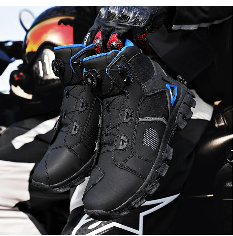 Bottes de moto professionnelles pour hommes, chaussures de course tout-terrain, équipement de moto urbaine, en cuir microfibre ultra-fin