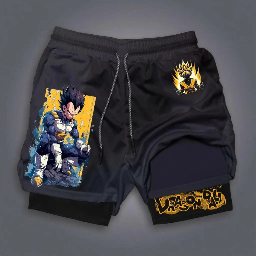 Dragon Ball Peripheral Printing Double-layer Shorts GOKU American Sports Comfortable Fashion Summer Men's Loose Breathable Pants