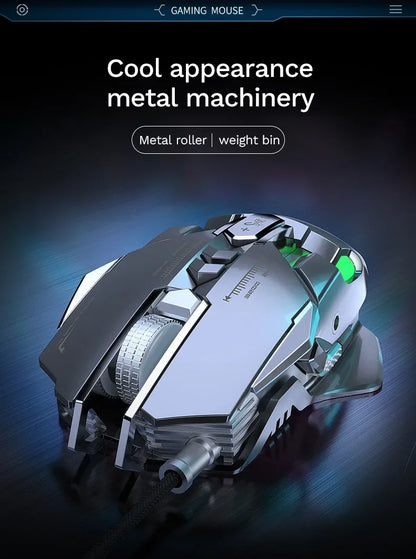Mouse meccanico cablato RGB 6400 DPI con attrazione magnetica e contrappeso DIY per PC gaming e eSport