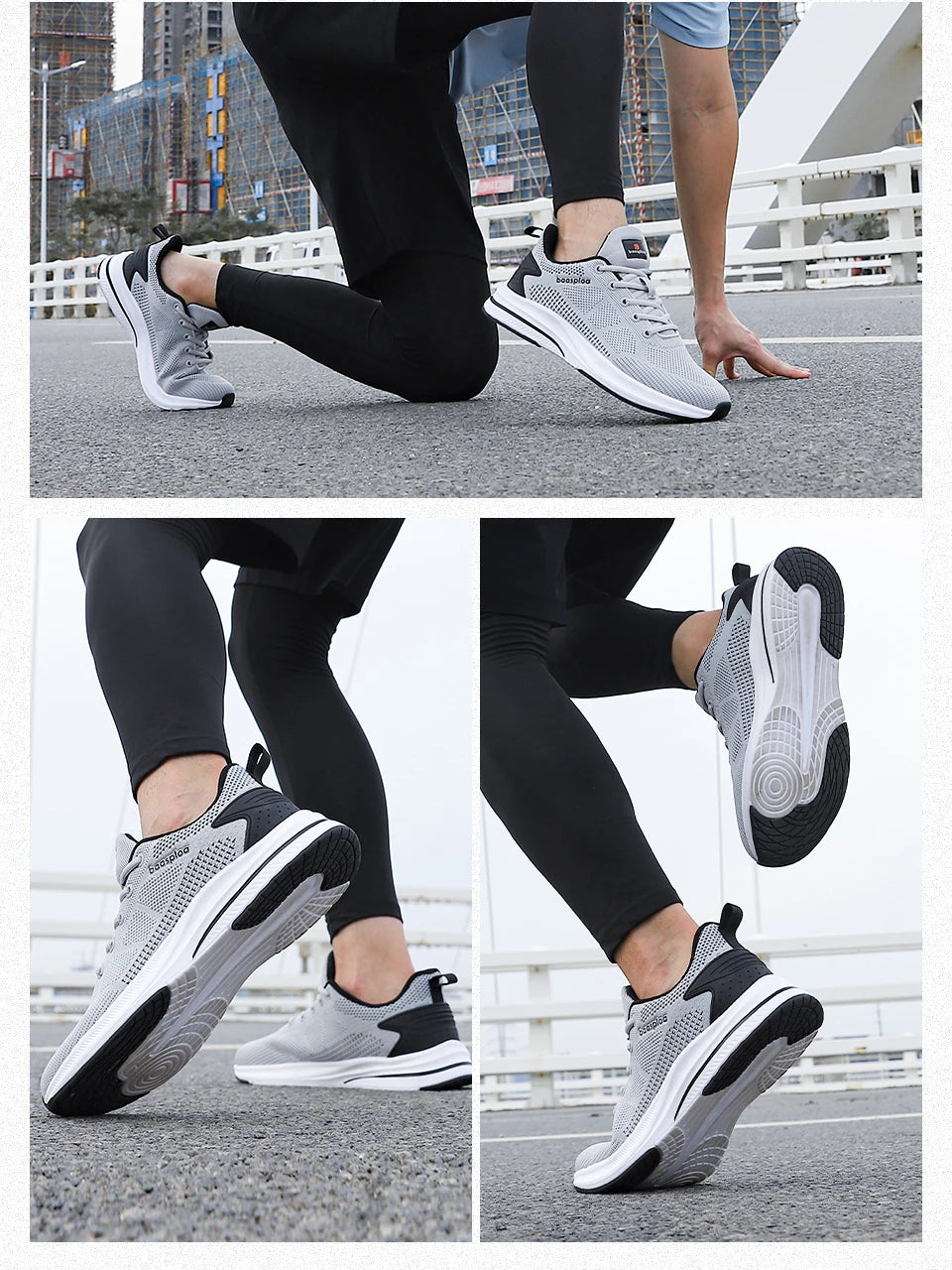 Baasploa Men Running Shoes Brand Male Designer Mesh Casual Sneakers Lightweight Lace-Up New Male Outdoor Sports Tennis Shoe