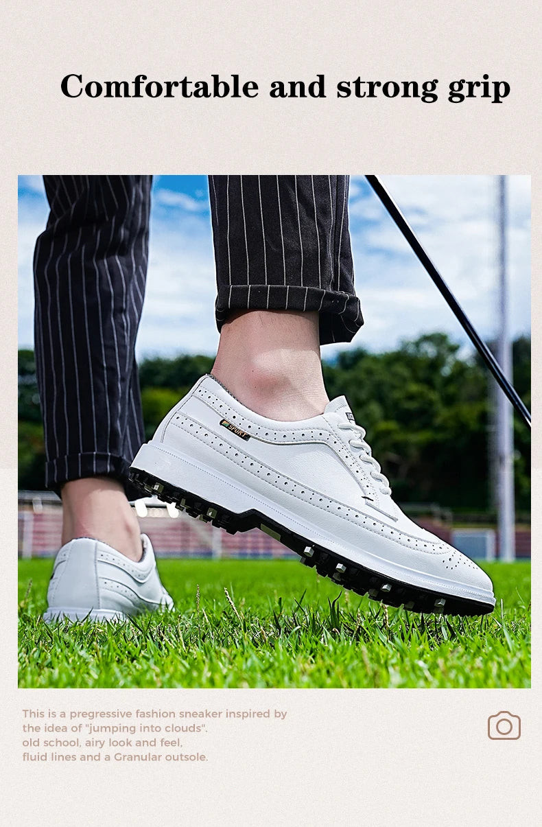 Scarpe da golf professionali da uomo in pelle di alta qualità, traspiranti, scarpe sportive per competizioni e allenamenti di golf, taglie forti 39-47#