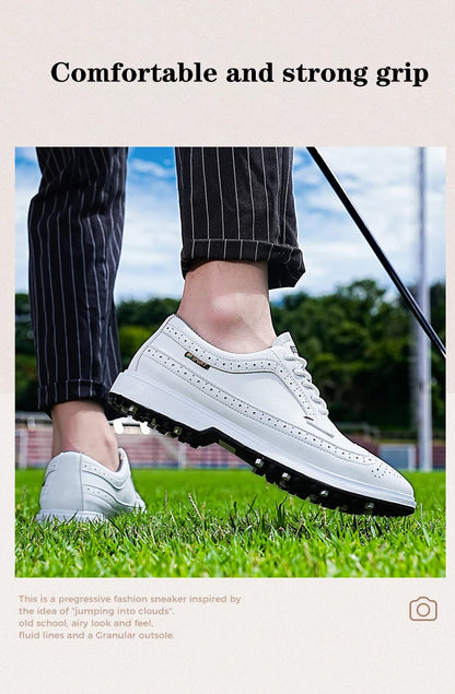 Scarpe da golf professionali da uomo in pelle di alta qualità, traspiranti, scarpe sportive per competizioni e allenamenti di golf, taglie forti 39-47#