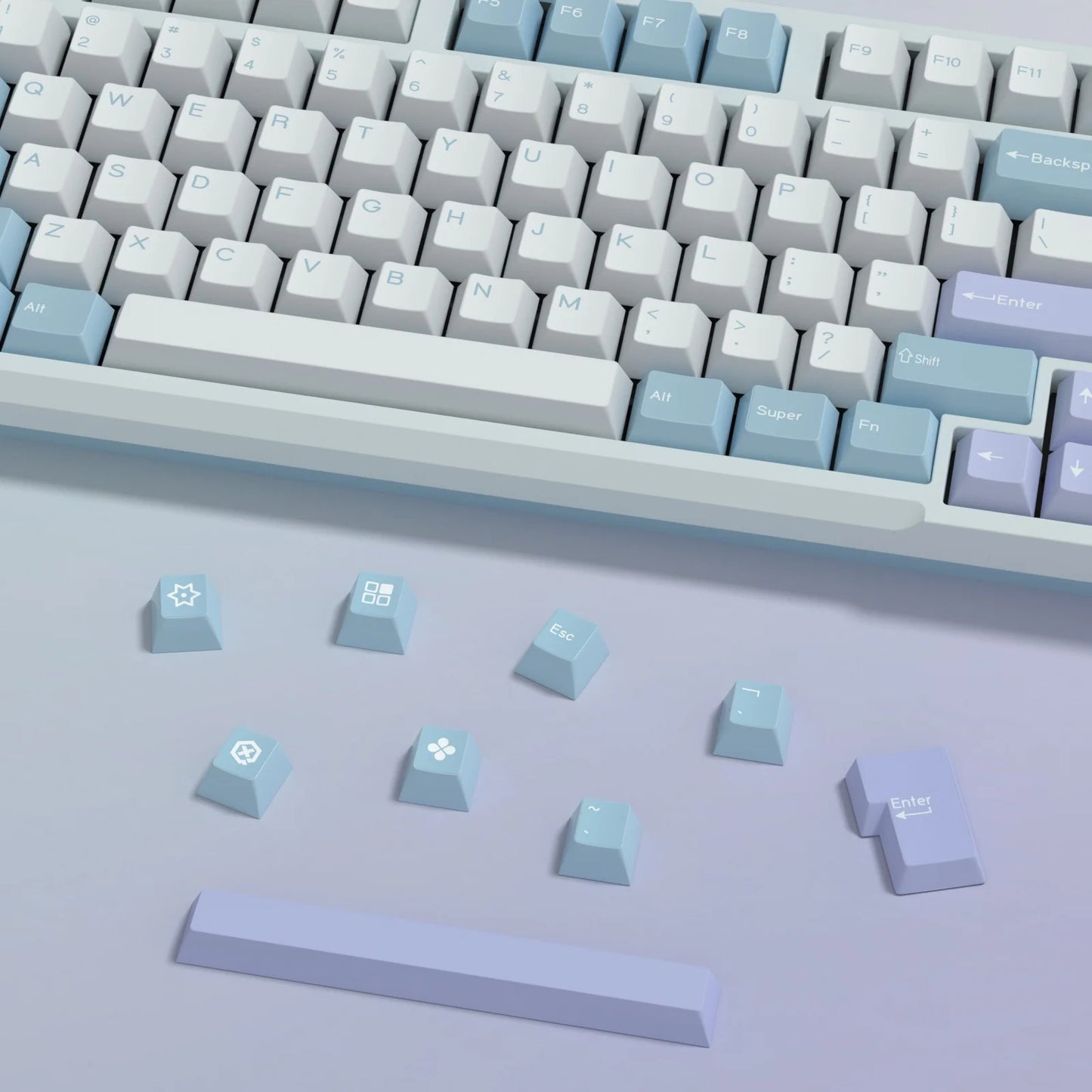 KBDiy GMK Illusion Set di tasti profilo Cherry Double Shot PBT ISO per tastiera meccanica gamer Kit Gaming stile rétro