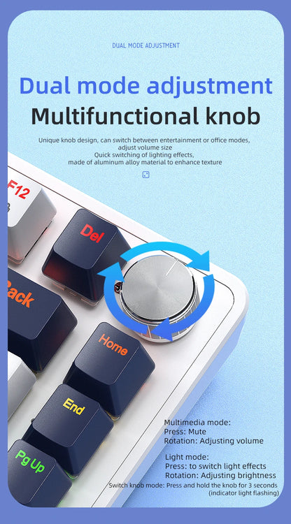 K82 75% Wired Mechanical Keyboard RGB Backlight, 82 KEY, Full Key Hot Swappable Blue Switch, Multifunctional Knob, Windows & Mac