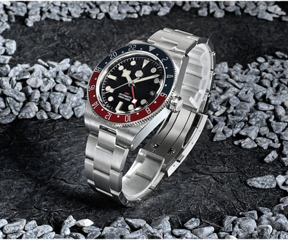San Martin 39mm NH34 GMT Men Luxury Watch Bidirectional Aluminum Bezel Automatic Mechanical Sapphire 100M Waterproof  SN0109