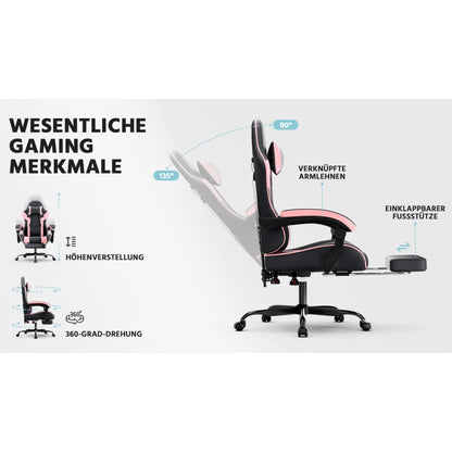 Ergonomic Computer Gaming Chair with Waist Support, Breathable PU Leather Office Chair, Seat Height and Backrest Adjustable
