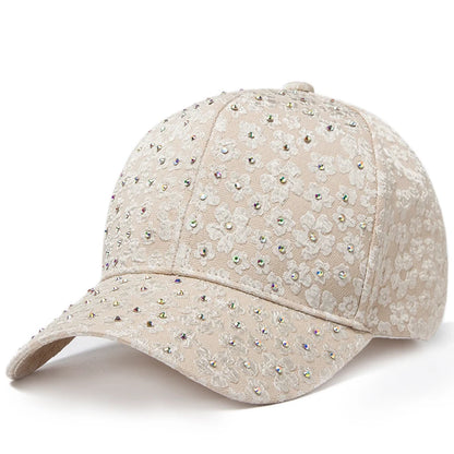 CNTANG Summer Women Rhinestone Baseball Cap Flower Embroidery Hats Female Snapback Fashion Designer Sun Hat Hip Hop Y2k Caps