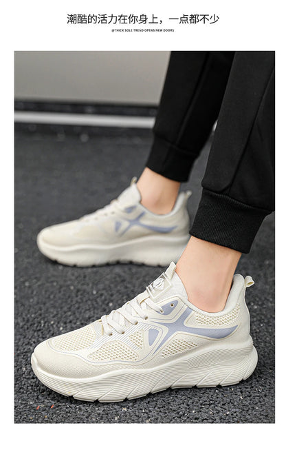 Fashion Platform Men's Running Shoes Trendy Casual Knit Breathable Orange Sneakers Men Outdoor Sports Non-Slip Jogging Shoes Men