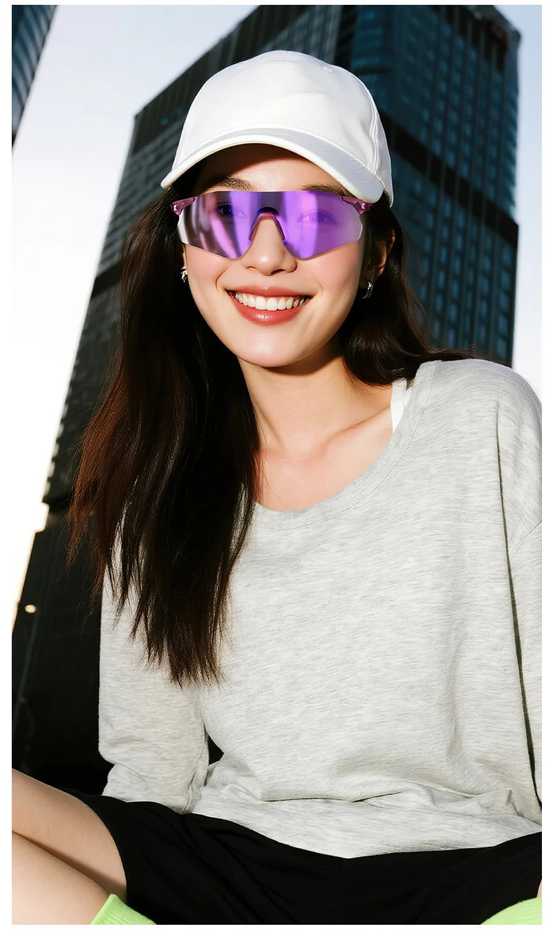 Kapvoe Neue Outdoor-Lauf- und Fahrradbrille, photochrome Sonnenbrille für Damen und Herren, Sportbrille für Marathon und Radfahren, UV400-Schutzbrille
