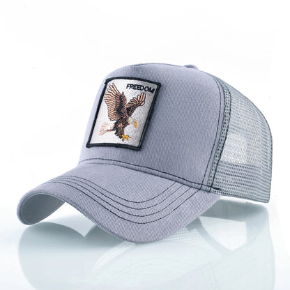 Modische Trucker-Caps mit besticktem Ziegen-Patch, Vier-Jahreszeiten-Snapback-Baseballcap für Herren und Damen, verstellbare Schirmmütze